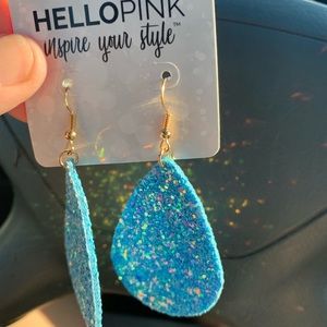 🌵Hello Pink; Glittery - Tear Drop shape earrings